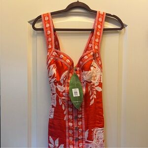 NWT FARM Rio Red Floral-Print Sleeveless Chemise